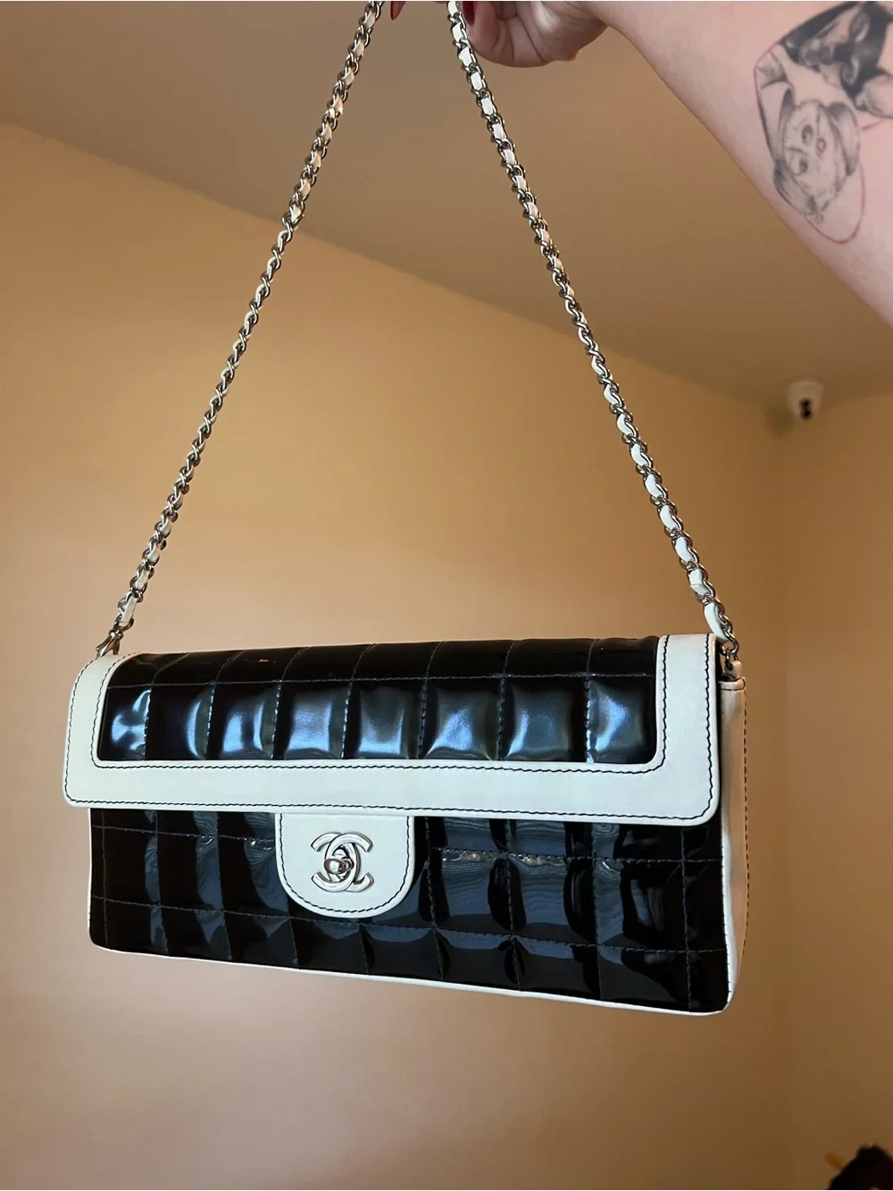 CHANEL east west chocolate bar bag